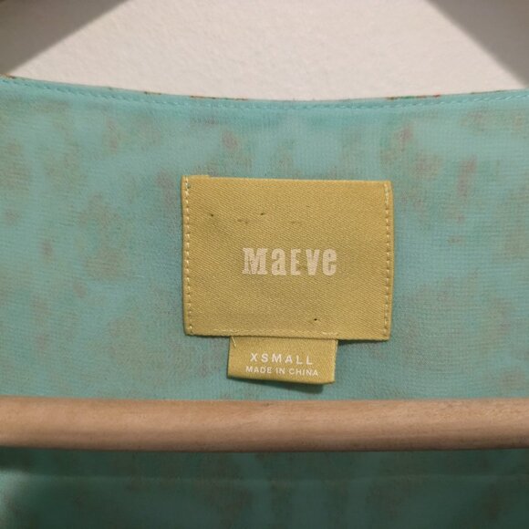 Anthropologie Maeve "Cleome" Turquoise Ombre Silk Open Sleeve Shift Dress - Picture 3 of 11